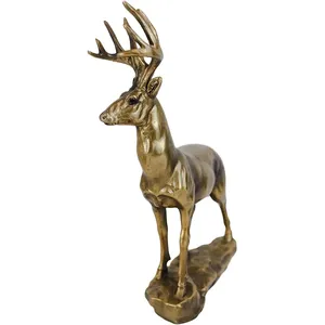 Figura de Ciervo en Bronce Chapado en Oro, Escultura Animal, Decoración para el Hogar, Pieza de Arte Fundido - Product Image 2