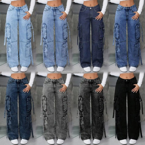 Pantalon Palazzo en Jean Ample et Décontracté pour Femme avec 8, 9 ou 10 Poches – Lot de Vêtements Streetwear de Marque - Product Image 1
