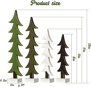 Style nordique PE bois Mini arbre de noël bordure Stock couronne de bureau carillons décorations de noël avec base debout - Product Image 2