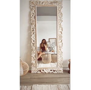 Ornate Shabby Chic Wooden <b>Wall</b> <b>Mirror</b> <b>Rectangular</b> Handmade Decorative Frame Floral Scroll Carving Home Use - Product Image 1