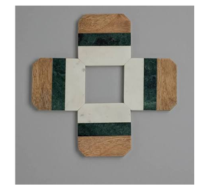 Marble Acacia Wood Coaster Mats Pads <b>Grey</b> Stone With Wood Design Custom Logo Wood Coaster Top Price - Product Image 2