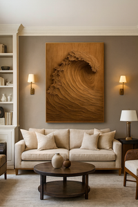 High Quality Solid Wood Sculpture Hand Carved Eco-Friendly Art Deco Wall Abstract for <b>Anniversary</b> <b>Decor</b> For Living Room or Hotel - Product Image 3