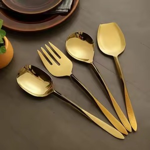 Elegant Metal Salad Serving Set Marble Handle Stainless Steel Spoon Fork for <b>Buffet</b> Dining and Kitchen <b>Table</b> Styling - Product Image 6