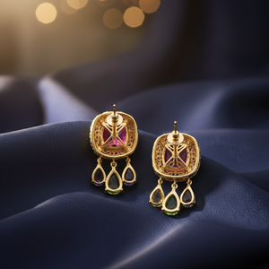 Boucles d'oreilles élégantes en argent sterling 925 plaqué or 18 carats avec zircon cubique rose, faites à la main, pour femme, prix de gros - Product Image 2