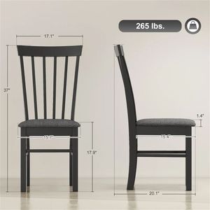 Set di Due Sedie da Pranzo in Legno Nero e Grigio per Soggiorno e Cucina - Product Image 6