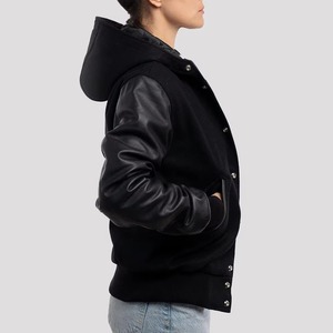 Blousons universitaires en chenille personnalisés avec logo, détails en cuir, fermeture éclair écologique, service OEM, mode décontractée pour hommes – Vente en gros - Product Image 4
