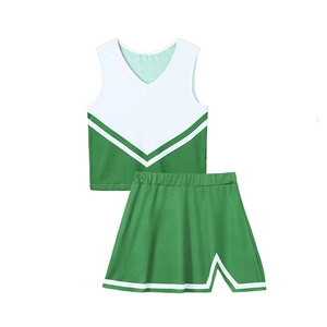 Uniformes de cheerleading personnalisés imprimés à manches courtes, respirants, de haute qualité, 100% polyester, ensembles élastiques en gros pour adultes - Product Image 2