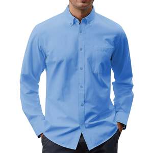 OEM Custom Logo 100% Cotton Long Sleeve <b>Men's</b> <b>Dress</b> Shirts Casual/Formal Solid Shirts for <b>Men</b> Regular Oxford Tops with Pocket - Product Image 1