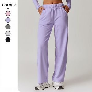 Pantalon évasé à carreaux pour femme, style streetwear hiver, en molleton coton/polyester, coupe ample, taille haute, éco-responsable, avec cordon de serrage élastique - Product Image 4