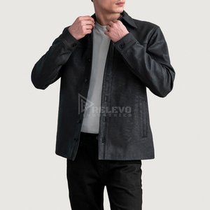 Stylish men's <b>real</b> <b>leather</b> <b>jacket</b> featuring a classic slim-fit cut, multiple utility pockets, and durable hardware throughout. - Product Image 1