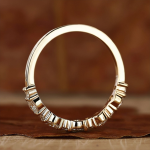 Round Diamond Eternity Band Wedding <b>Ring</b> Half Eternity <b>Stacking</b> <b>Ring</b> Dainty Diamond Band for Women - Product Image 4