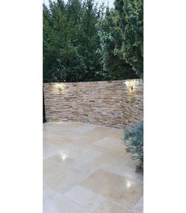 Revêtement mural en dalles fines de pierre de grès, finition brisée, pierre naturelle contemporaine pour extérieur, beige clair - Product Image 3
