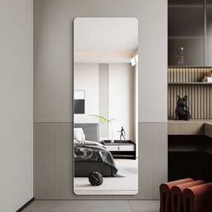 Specchio da Parete Rotondo di Alta Qualità in Vetro Argentato da 5mm, 60x15 Pollici, con Angoli Arrotondati per Soggiorno, Camera da Letto, Guardaroba, con Foro per Appendere - Product Image 1