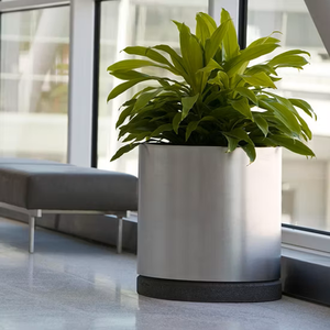 Ventes en gros de pots à fleurs ronds modernes en acier inoxydable, résistants à la rouille, pour l'intérieur et l'extérieur, pots décoratifs en métal pour jardin - Product Image 4