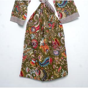 Robes de nuit kimono 100 % coton de luxe, élégantes, à imprimé animal, col en V, avec cordon de serrage, douces, respirantes, manches amples et fluides, décontractées et amples - Product Image 6