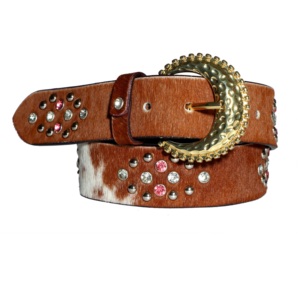 Ceinture en cuir artisanale de qualité supérieure avec design en cuir de vachette à poils apparents et boucle en acier robuste - Product Image 1