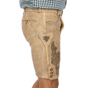 Traje de Lederhosen Alemán para Hombre, Pantalones Cortos de Cuero de Cabra Genuino, Disfraz para el Festival de la Cerveza Oktoberfest Bávaro - Product Image 4