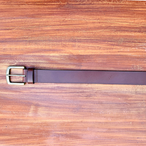 Ceinture de luxe en cuir de buffle pour homme, marron, formelle, avec boucle ardillon en laiton massif 35MM, durable pour le bureau - Product Image 5
