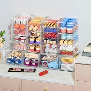 Organizzatori da Scrivania con 22 Cassetti e Accessori, Set da 4 Contenitori in Plastica per Trucchi e Oggetti Vari per Ufficio - Product Image 2