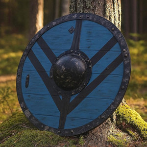 Bouclier Viking en bois durable, design inspiré du monde nordique, pour accessoires de costume, décoration et collection - Product Image 3