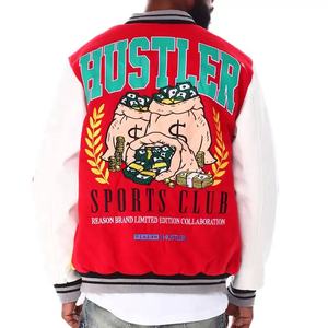 Bombardero de béisbol personalizado para hombres con bordado de chenilla de alta calidad de fabricante OEM Letterman Crop Leather Varsity Winter - Product Image 5