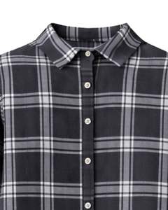 Vestido Camisero a Cuadros Negro Personalizado para Mujer, Manga Larga, Cierre de Botones, Midi, Casual, Holgado, de Algodón Tejido, con Bolsillos, para Uso Diario - Product Image 3