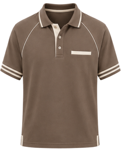 Camiseta Polo Personalizada para Hombre en Color Beige Taupe, Camiseta Polo de Golf Informal de Manga Corta, Transpirable, Mezcla de Algodón, para Verano - Product Image 1