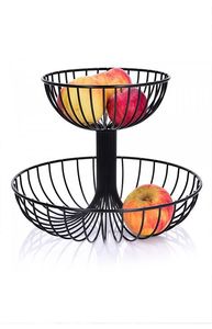 Panier à fruits décoratif en métal au design minimaliste moderne pour comptoir de cuisine, salle à manger et espace de vie - Product Image 3