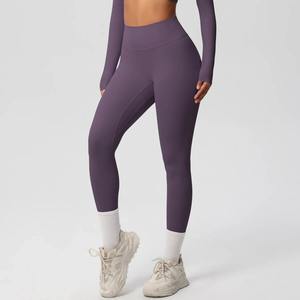 Leggings Deportivos de Cintura Alta, Flexibles, de Mezcla de Algodón, Sin Costuras, con Control de Abdomen, para Yoga y Ejercicio, para Mujer, Tendencia Actual - Product Image 2
