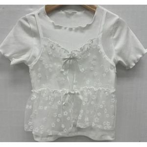 Camiseta Infantil Coreana OZKIZ con Estampado Floral, 100% Algodón, Transpirable, Tejido de Punto, Informal para Niñas de 2 a 6 Años, Moda de Verano - Product Image 1