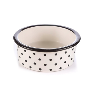 Ciotola per Animali Domestici in Ceramica 0,3l 12 Cm Bianca con Pois Neri - Product Image 3