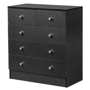 Cassettiera Moderna Semplice a 5 Cassetti, Comò Contemporaneo per Camera da Letto, Sottosuolo, Appartamento in Stile Rustico, Colore Nero con Dettagli - Product Image 6