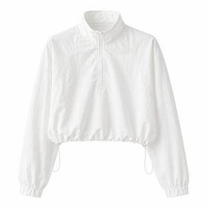 Blouson universitaire 2027 à col demi-zip, protection solaire, couleur unie, écologique, en polyester/coton, séchage rapide, décontracté et respirant - Product Image 1