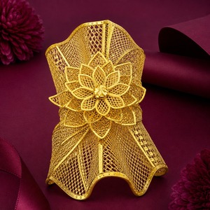 Wholesale 14K18K24K Gold Plated Wide Kada Intricate Floral Openwork Fashion Kada Bracelet Dubai Style Arabic <b>Bridal</b> Jewelry Kada - Product Image 4