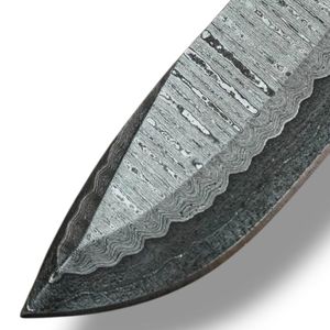 Cuchillos de Hoja Fija Personalizados para Exteriores con Patrón de Damasco, Borde Curvo, Mango de Madera, Empuñadura Negra y Remaches de Latón para Caza - Product Image 2