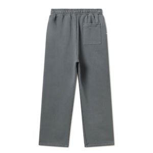 Ropa de calle para hombre, pantalones de chándal acampanados de algodón 100% de cintura alta, lavado ácido, dobladillo crudo, borde cortado, pantalón de chándal con estilo holgado, lavado oscuro - Product Image 1