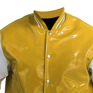 Chaqueta Varsity de Cuero PVC para Hombre, Chaqueta Bomber de Béisbol de Invierno con Cuello Alto y Logotipo Frontal, Alta Calidad - Product Image 3