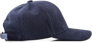 Casquette de baseball unisexe en velours côtelé bleu marine uni à 5 panneaux avec fermeture à boucle réglable, chapeau décontracté pour adulte - Product Image 6