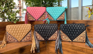 Patrón de edredón de diseñador de tendencia, bolso cruzado de cuero con flecos a mano a la moda para mujer, bolsos de hombro con entramado de diamantes - Product Image 4