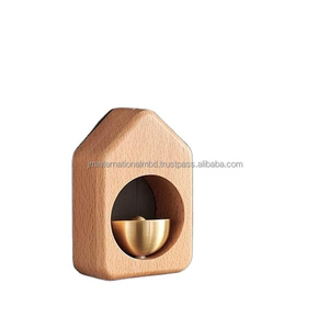 กระดิ่งประตูทองเหลืองและไม้สไตล์ญี่ปุ่นพร้อมแม่เหล็กสำหรับตกแต่งบ้านหรือสำนักงาน - Product Image 1