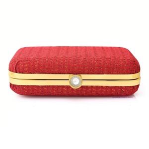 Designer Handmade Women's Embroidered Red Design Clutch Purse Evening Clutch <b>Bag</b> with Detachable Chain Strap for women - Product Image 2