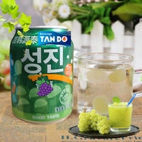 238ml en conserve coréen raisin pêche Orange fraise saveur fruitée pulpe jus boisson boissons exotiques boissons gazeuses Bebida De Uva coreana