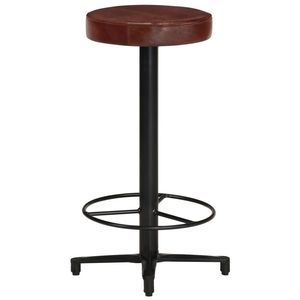 Juego de 2 taburetes de bar de cuero auténtico en color marrón y negro con estructura de hierro con recubrimiento en polvo - Product Image 3