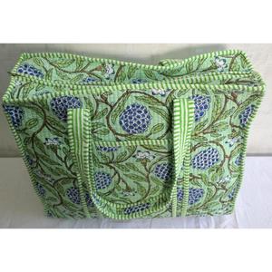 Cotton Floral <b>Quilted</b> Zipper Closure Shoulder Tote Bag Indian Handmade Women Boho Shopping <b>Handbag</b> All Seasons - Product Image 5