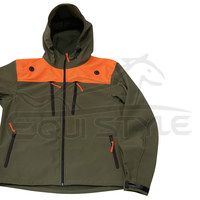 Veste de chasse softshell vert-orange avec pantalon, équipement de plein air à capuche, vêtements de chasse tactiques OEM en gros