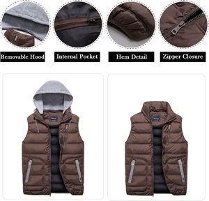 Chaleco Acolchado Reversible para Hombre, Delgado, Casual, de Invierno, con Capucha, Sin Mangas, Transpirable, de Secado Rápido, Antiarrugas, con Cierre Frontal - Product Image 4