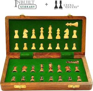 Solid Wood Handcrafted Customized Eco-Friendly Striped Foldable Magnetic Chess Board <b>Set</b> Polished Magnetic Pieces Kids Adults - Product Image 3