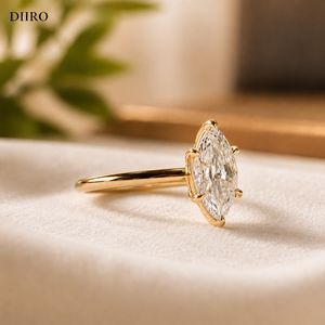 Anillo de Compromiso de Moissanita de Seis Puntas con Forma de Marquesa, Anillo de Aniversario con Diamantes, Chapado en Oro Amarillo, Anillo de Propuesta de Matrimonio - Product Image 4
