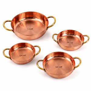 Handmade Pure Copper <b>Measuring</b> Cups Set Wooden Handle Kitchen <b>Measuring</b> Scoop Baking Coffee Tea Tools OEM ODM Manufacturer - Product Image 1