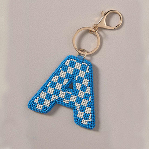 Porte-clés Breloque de Sac Bohème Chic avec Perles, Sangle en Cuir Durable, Broderie de Perles Délicate, Support de Clés Décoratif, Lettre Unique - Product Image 3